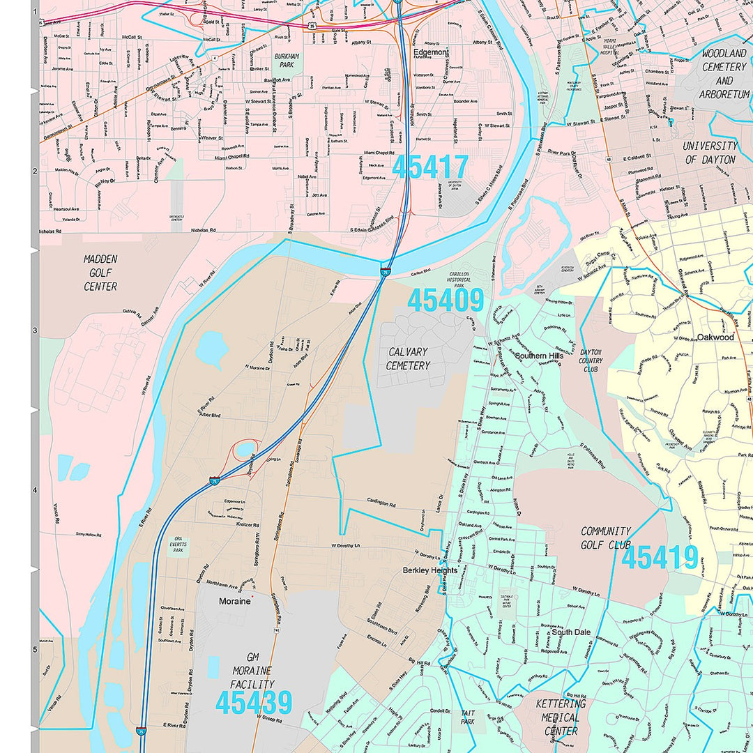 Premium Style Wall Map of Kettering, OH