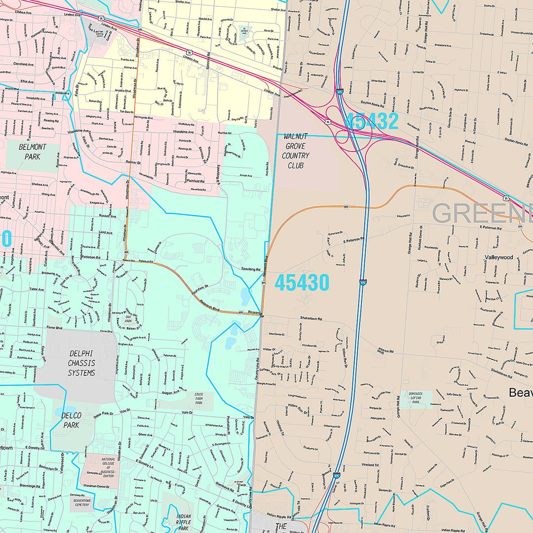 Premium Style Wall Map of Kettering, OH