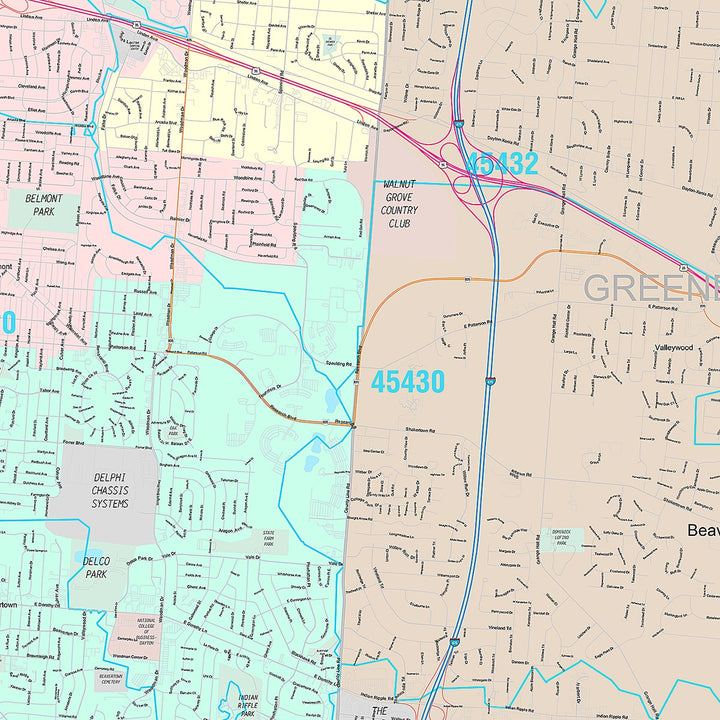 Premium Style Wall Map of Kettering, OH