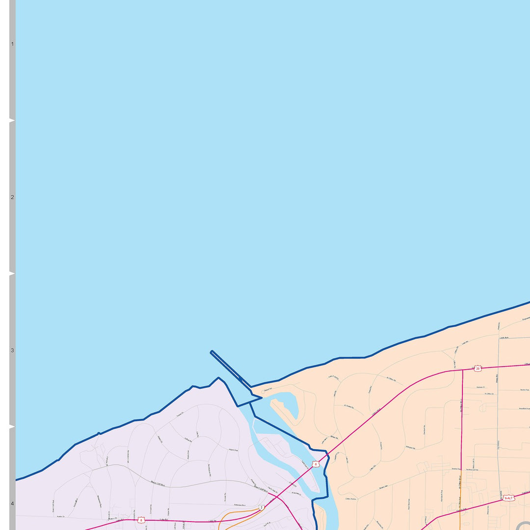 Color Cast Zip Code Style Wall Map of Lakewood, OH