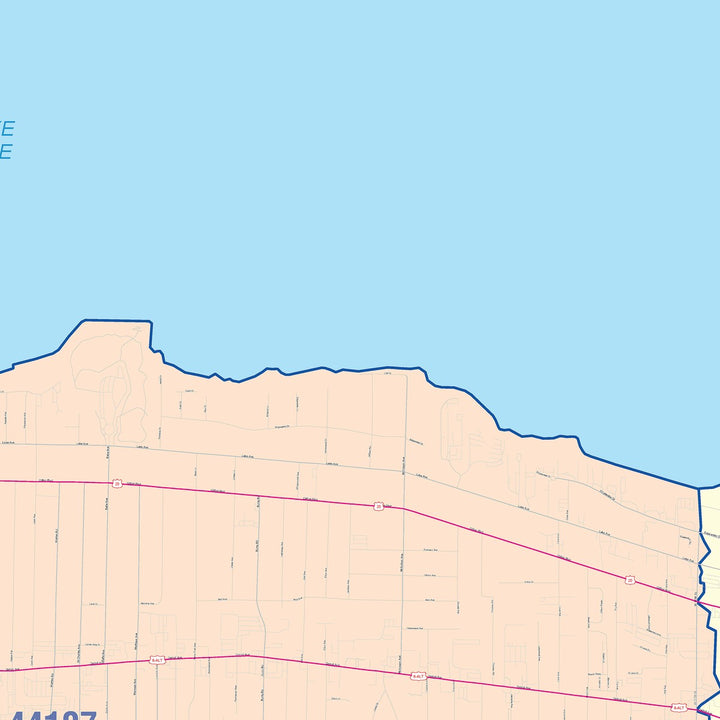 Color Cast Zip Code Style Wall Map of Lakewood, OH