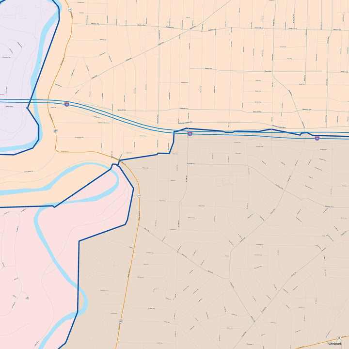 Color Cast Zip Code Style Wall Map of Lakewood, OH