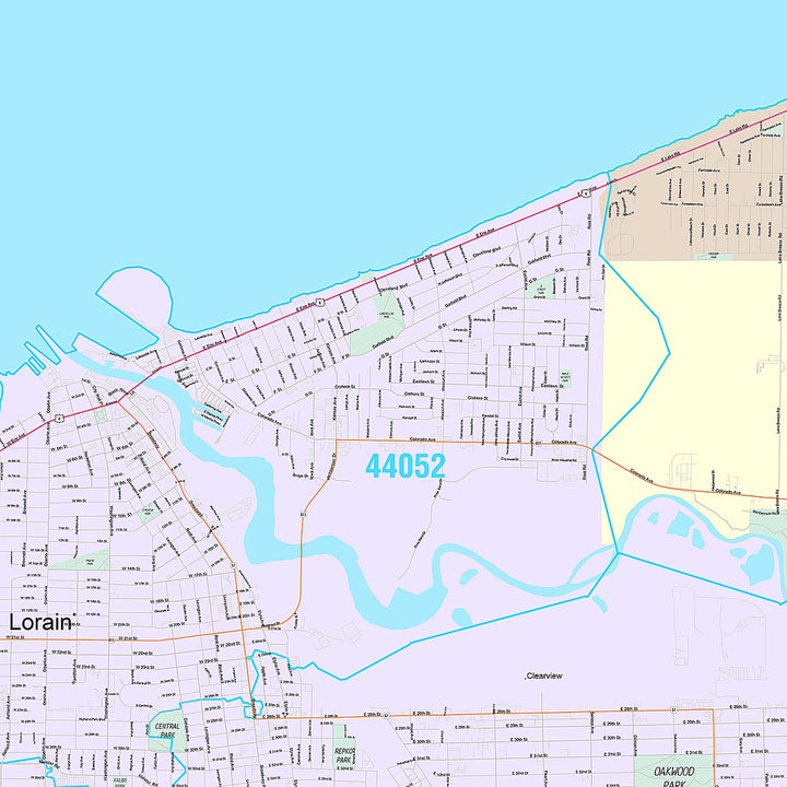 Premium Style Wall Map of Lorain, OH