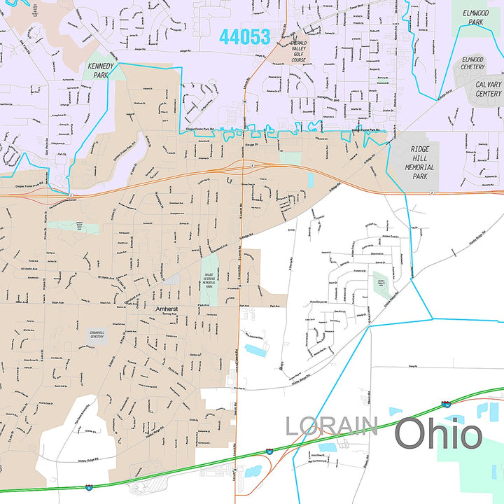 Premium Style Wall Map of Lorain, OH
