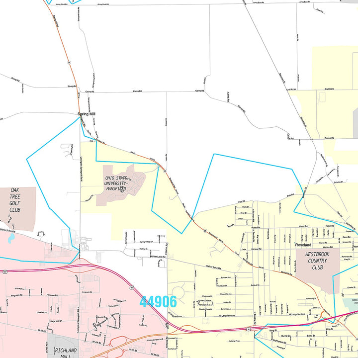 Premium Style Wall Map of Mansfield, OH