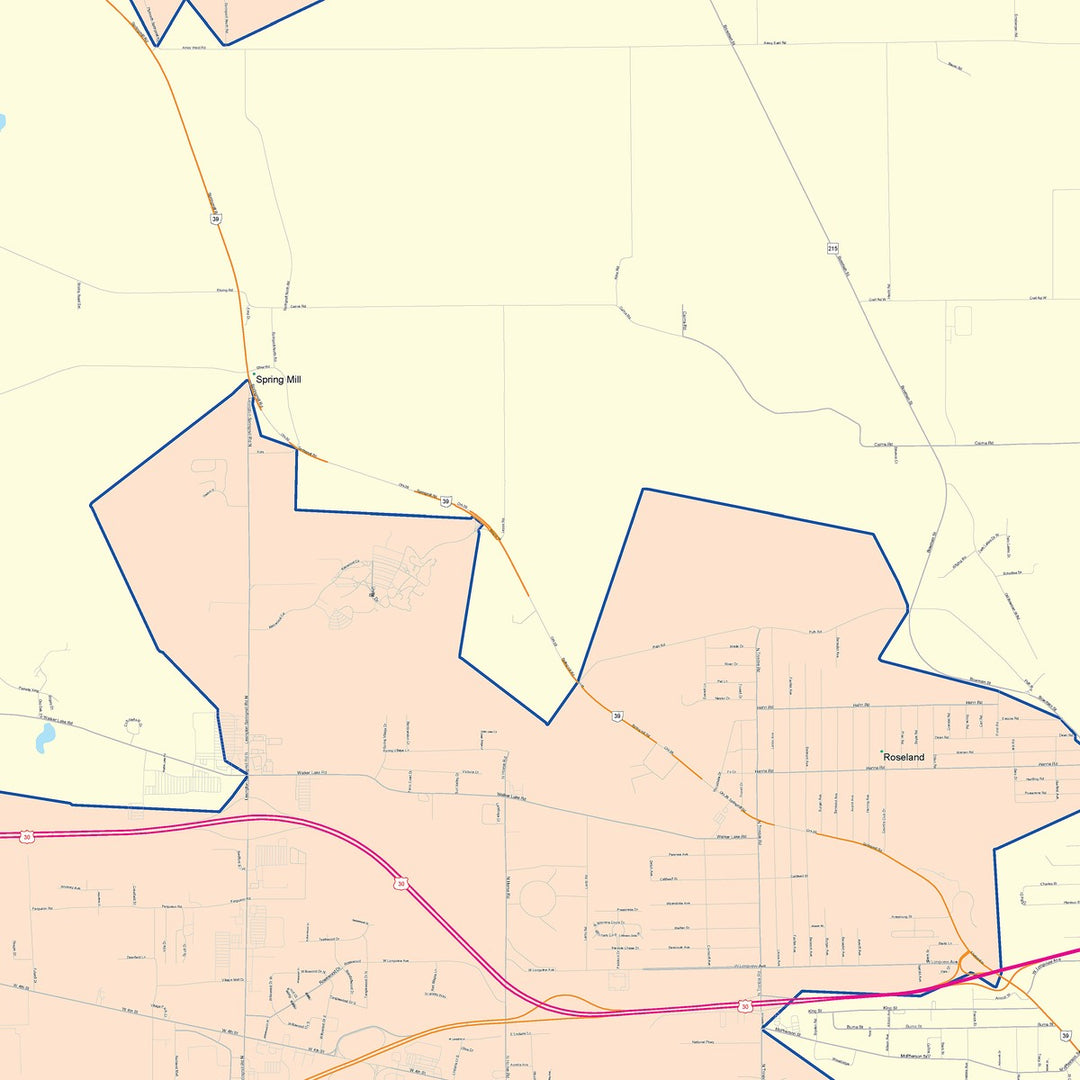 Color Cast Zip Code Style Wall Map of Mansfield, OH
