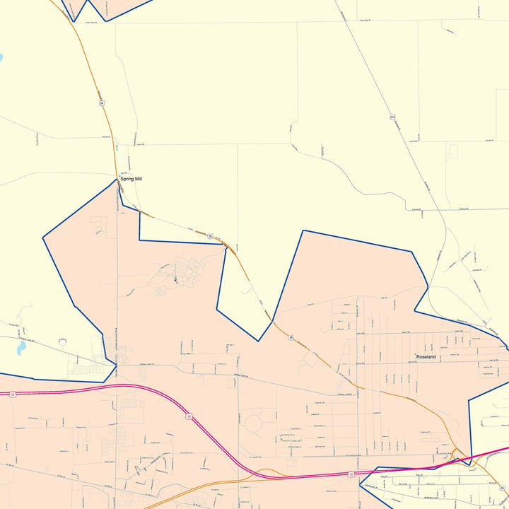 Color Cast Zip Code Style Wall Map of Mansfield, OH