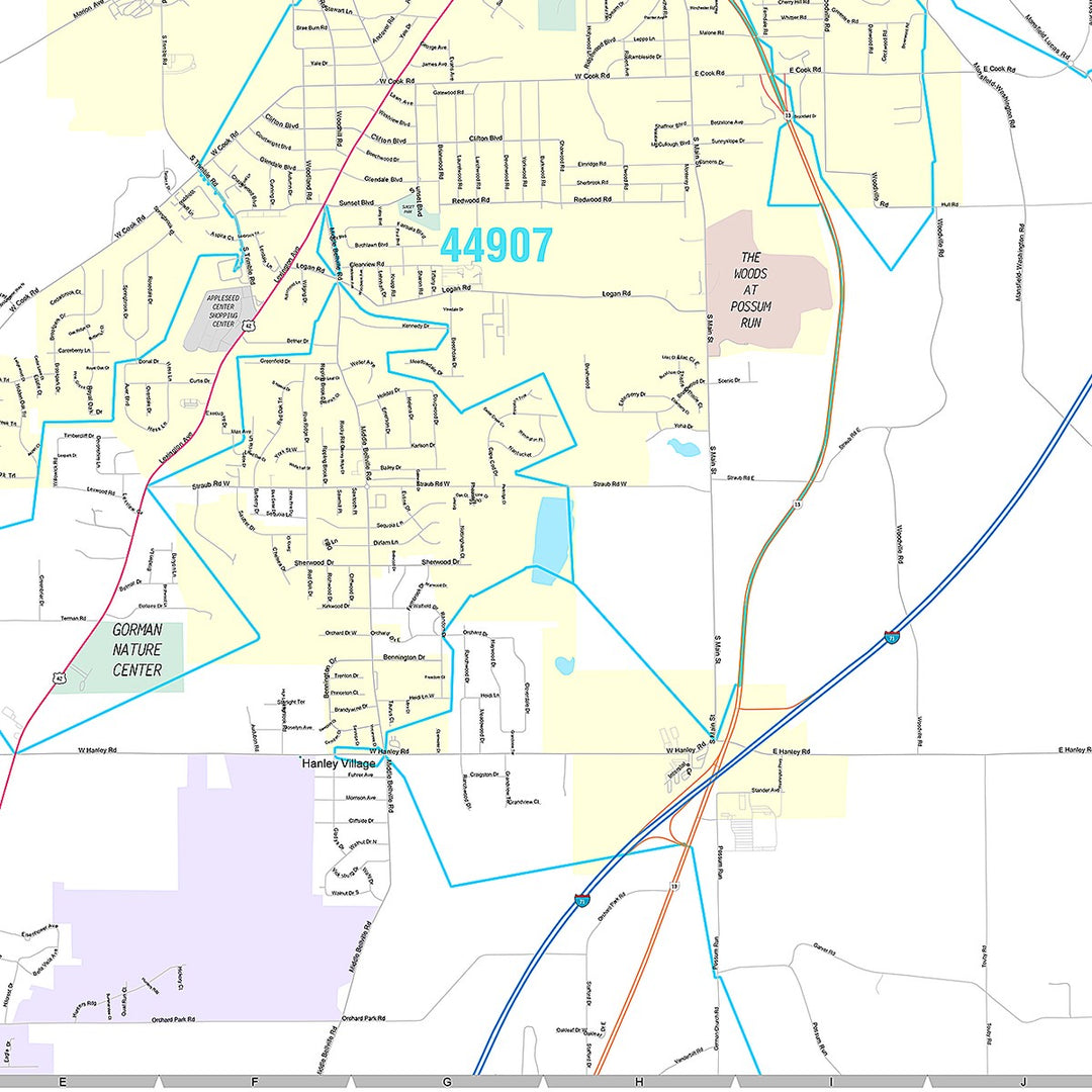 Premium Style Wall Map of Mansfield, OH