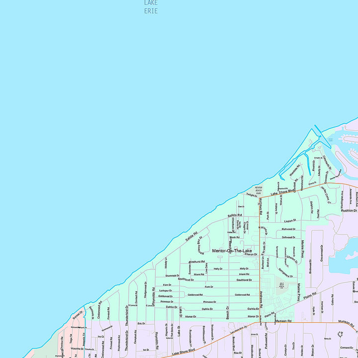Premium Style Wall Map of Mentor, OH
