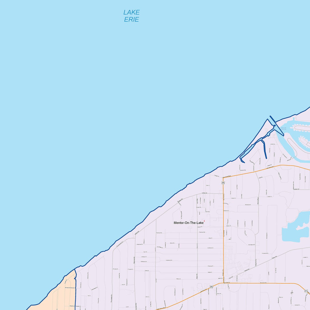 Color Cast Zip Code Style Wall Map of Mentor, OH