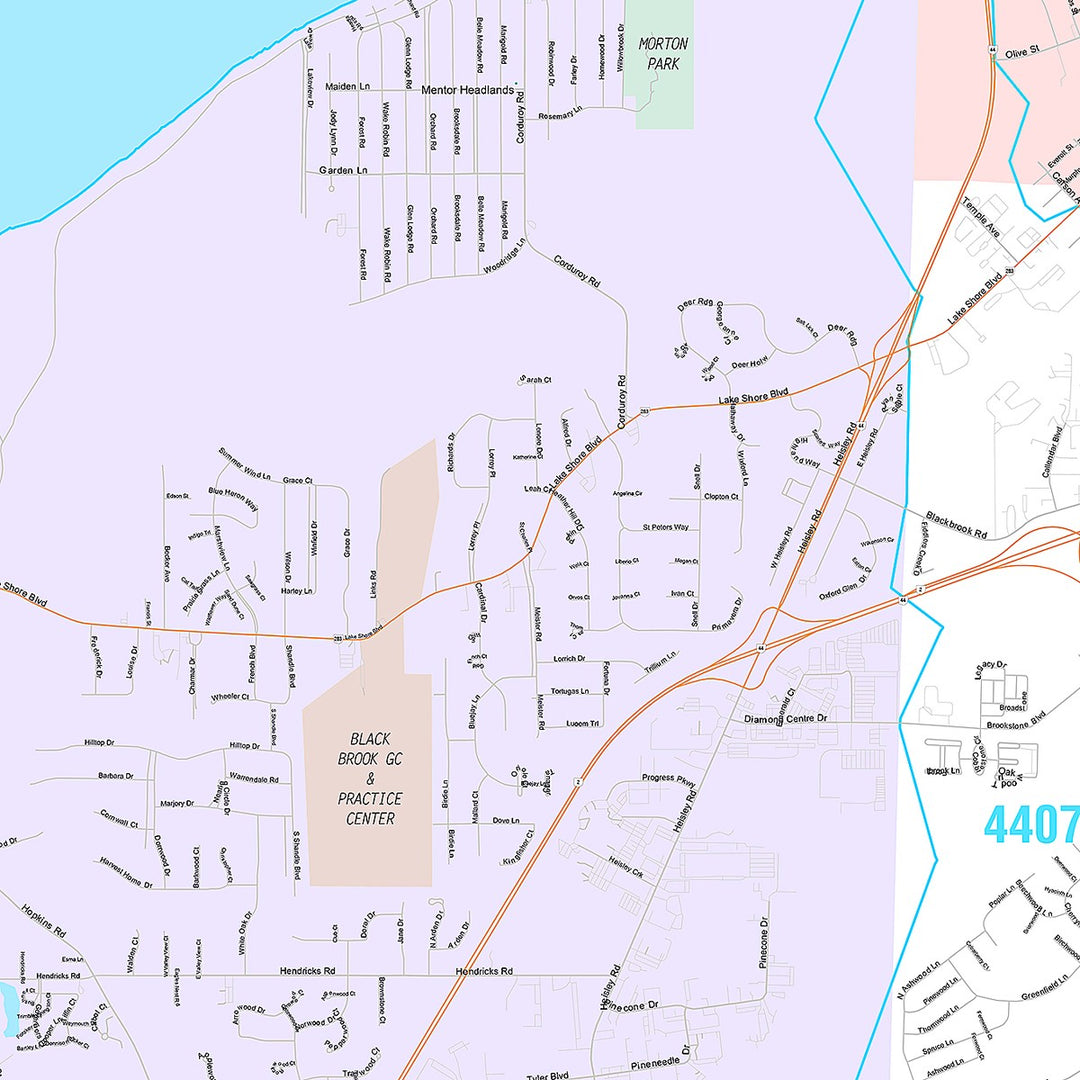 Premium Style Wall Map of Mentor, OH