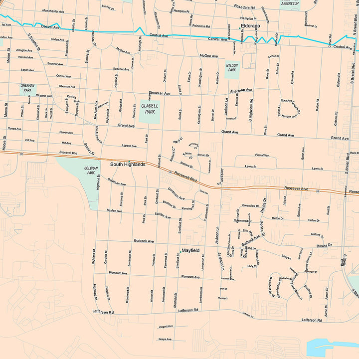 Premium Style Wall Map of Middletown, OH