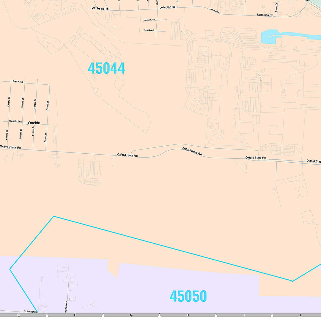 Premium Style Wall Map of Middletown, OH