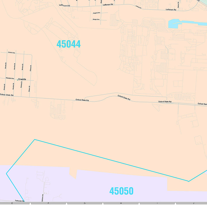 Premium Style Wall Map of Middletown, OH