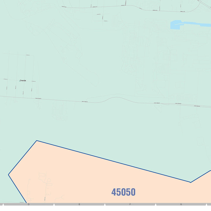 Color Cast Zip Code Style Wall Map of Middletown, OH