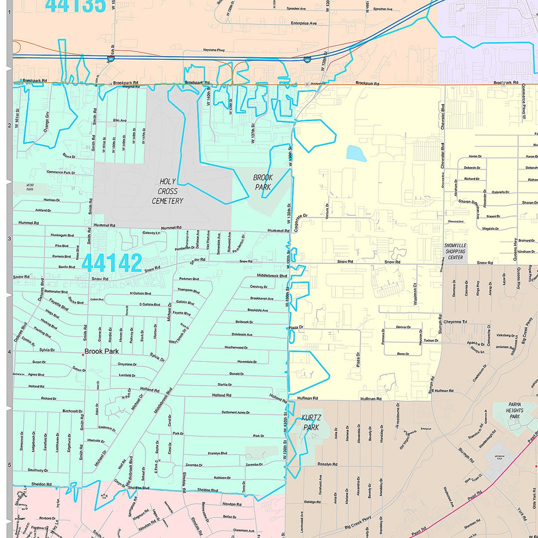 Premium Style Wall Map of Parma, OH