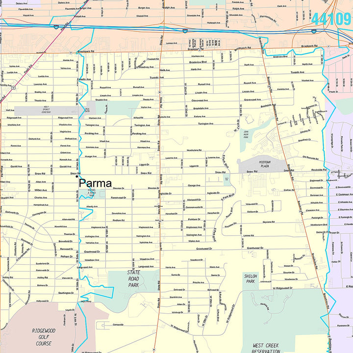 Premium Style Wall Map of Parma, OH