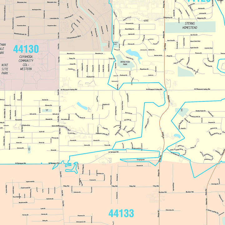Premium Style Wall Map of Parma, OH