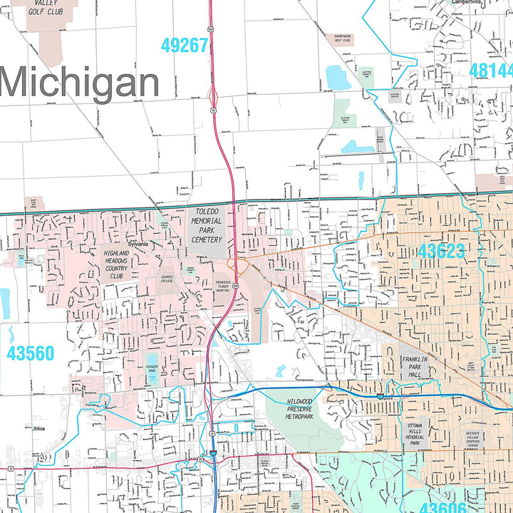 Premium Style Wall Map of Toledo OH