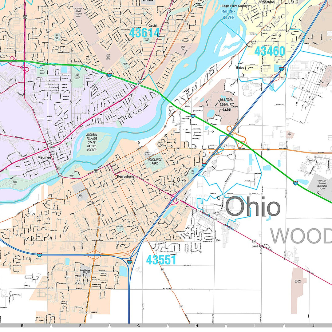 Premium Style Wall Map of Toledo OH