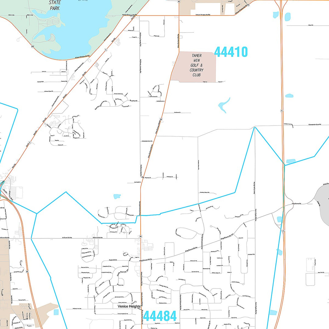 Premium Style Wall Map of Warren, OH