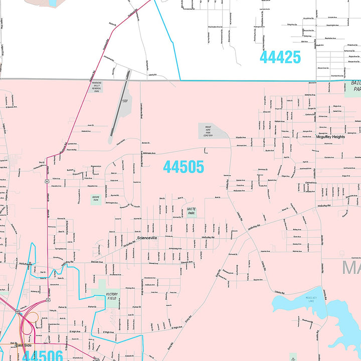 Premium Style Wall Map of Youngstown, OH