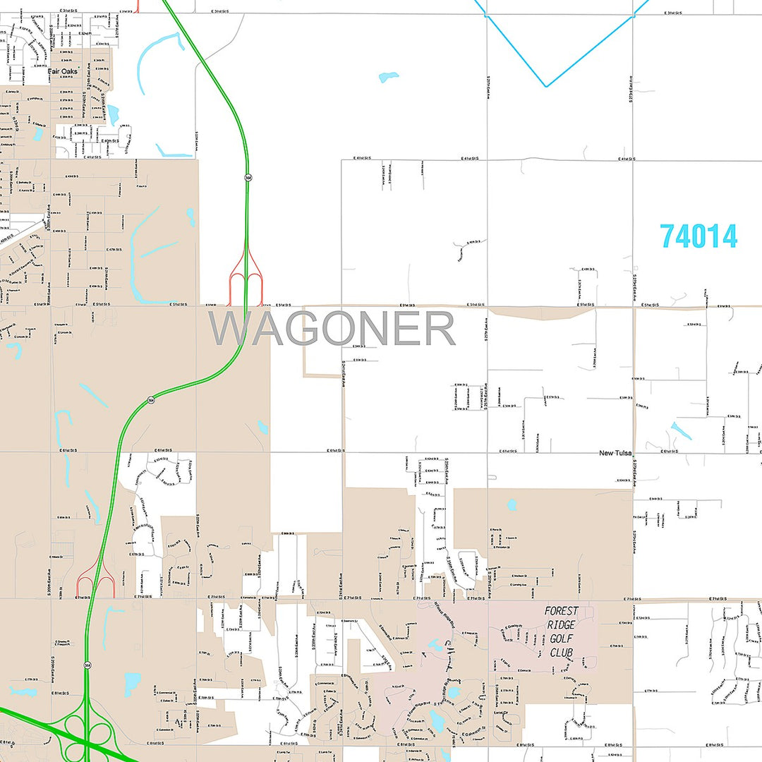 Premium Style Wall Map of Broken Arrow, OK