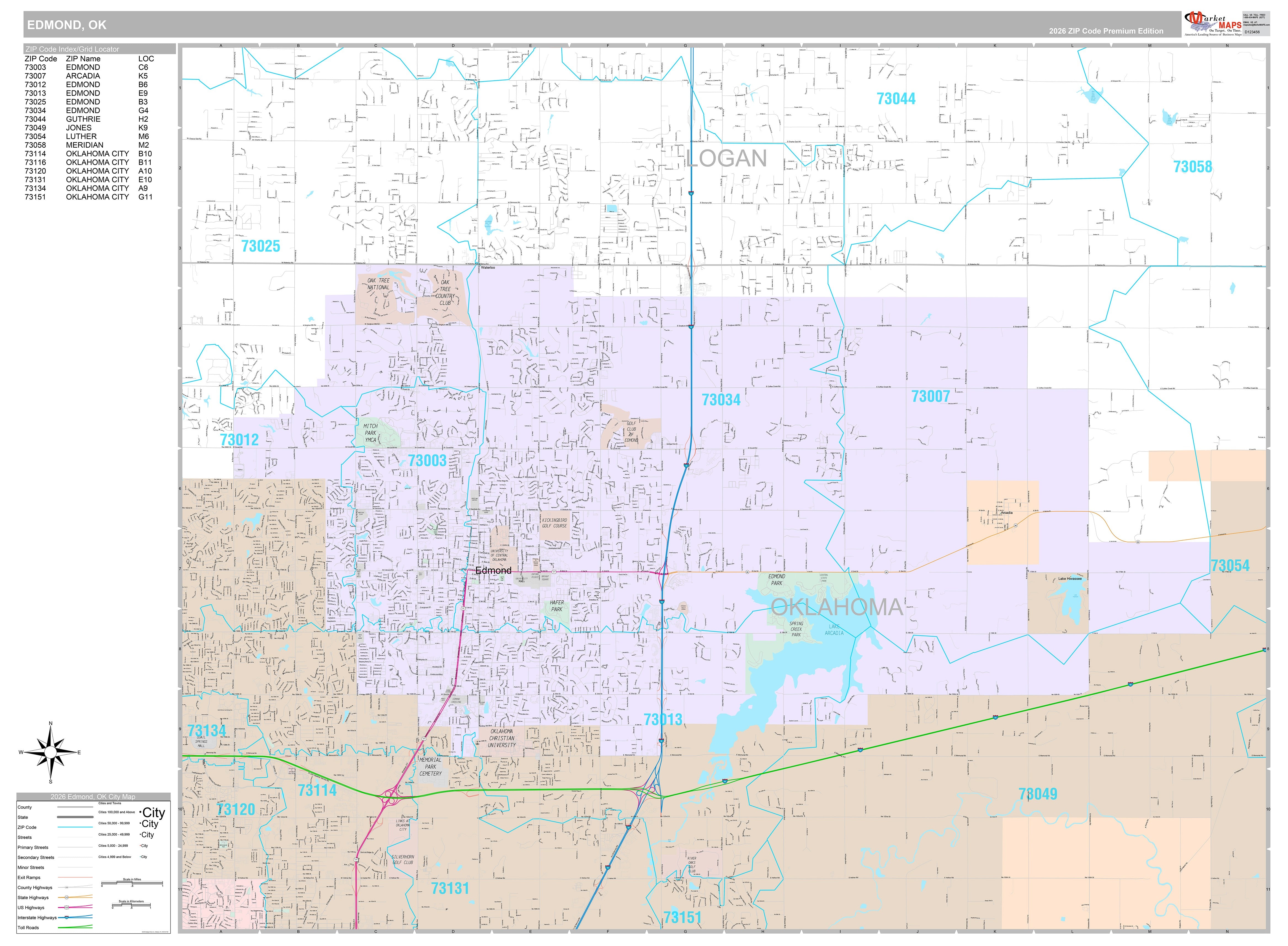 Premium Style Wall Map of Edmond, OK – American Map Store