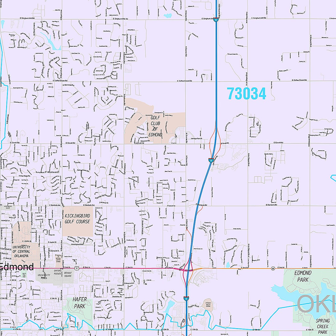 Premium Style Wall Map of Edmond, OK