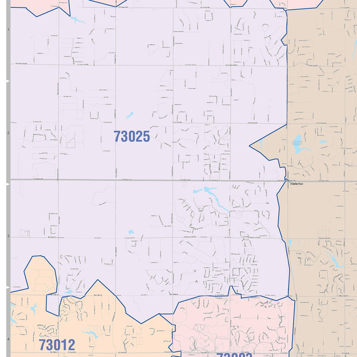 Color Cast Zip Code Style Wall Map of Edmond, OK