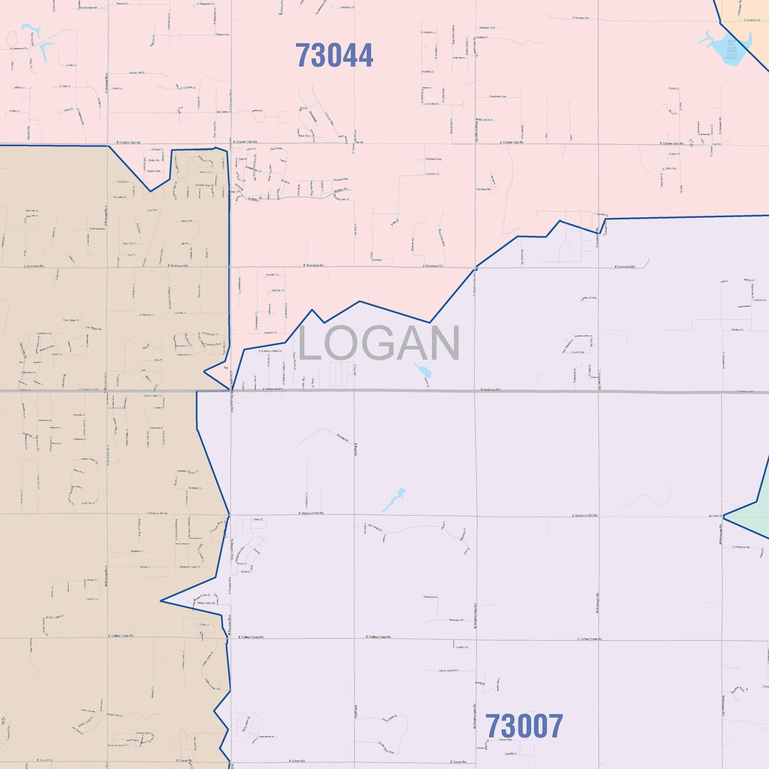 Color Cast Zip Code Style Wall Map of Edmond, OK