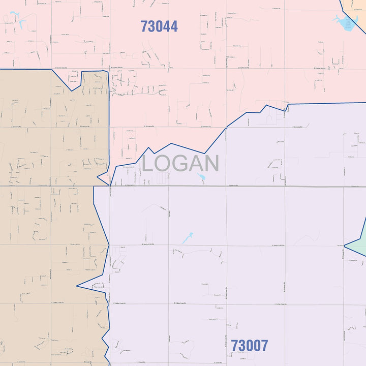 Color Cast Zip Code Style Wall Map of Edmond, OK