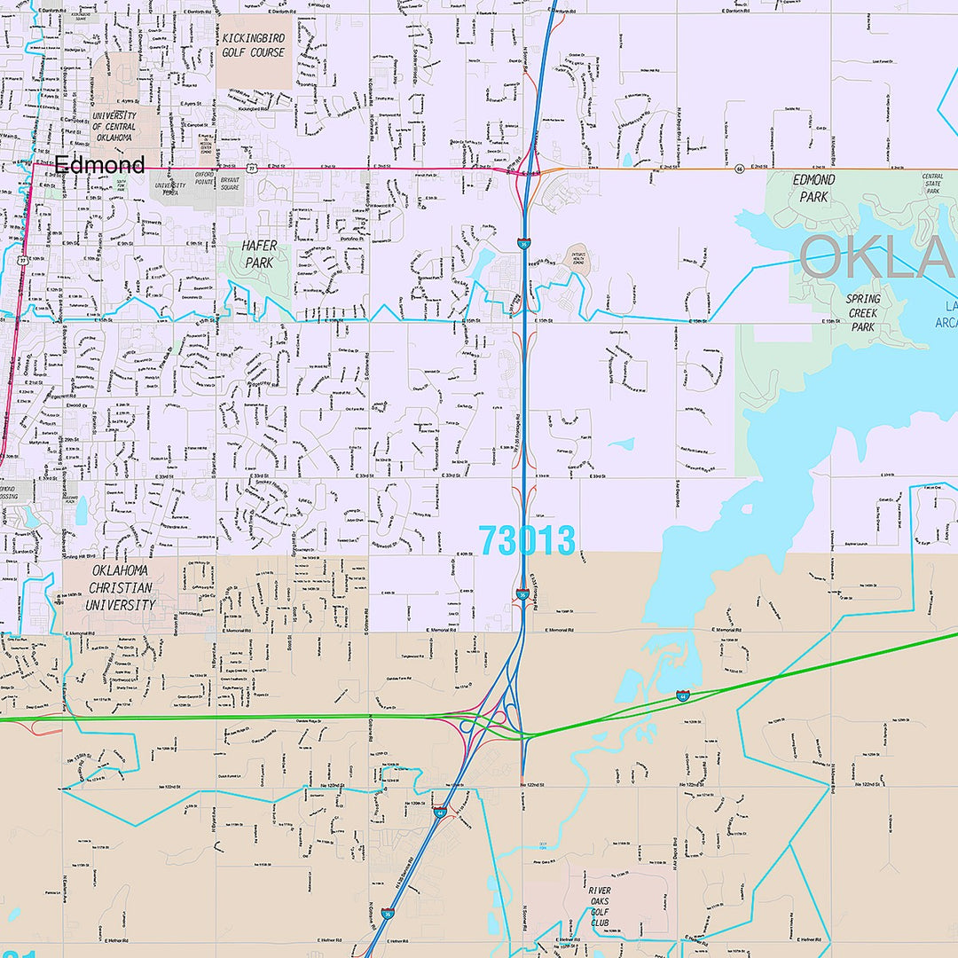 Premium Style Wall Map of Edmond, OK