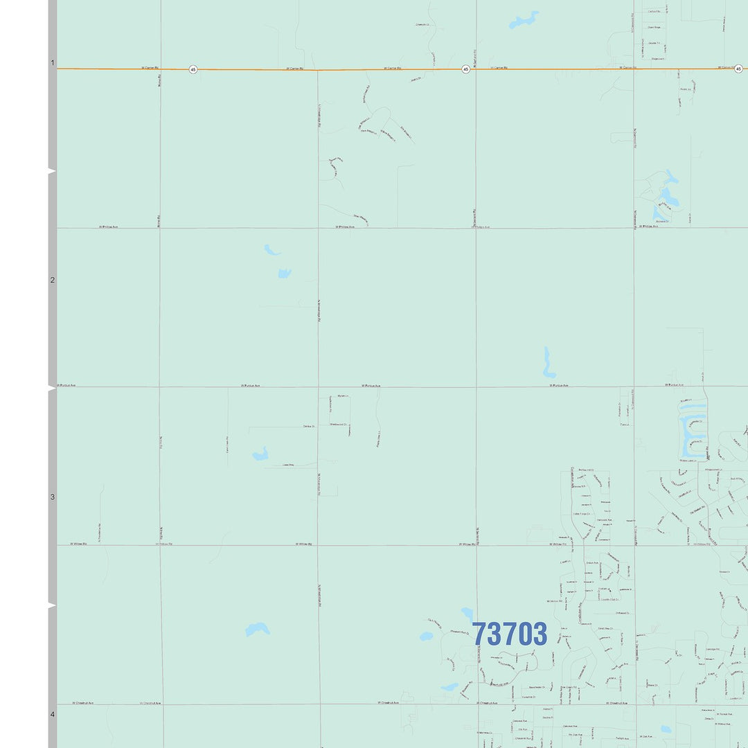 Color Cast Zip Code Style Wall Map of Enid, OK