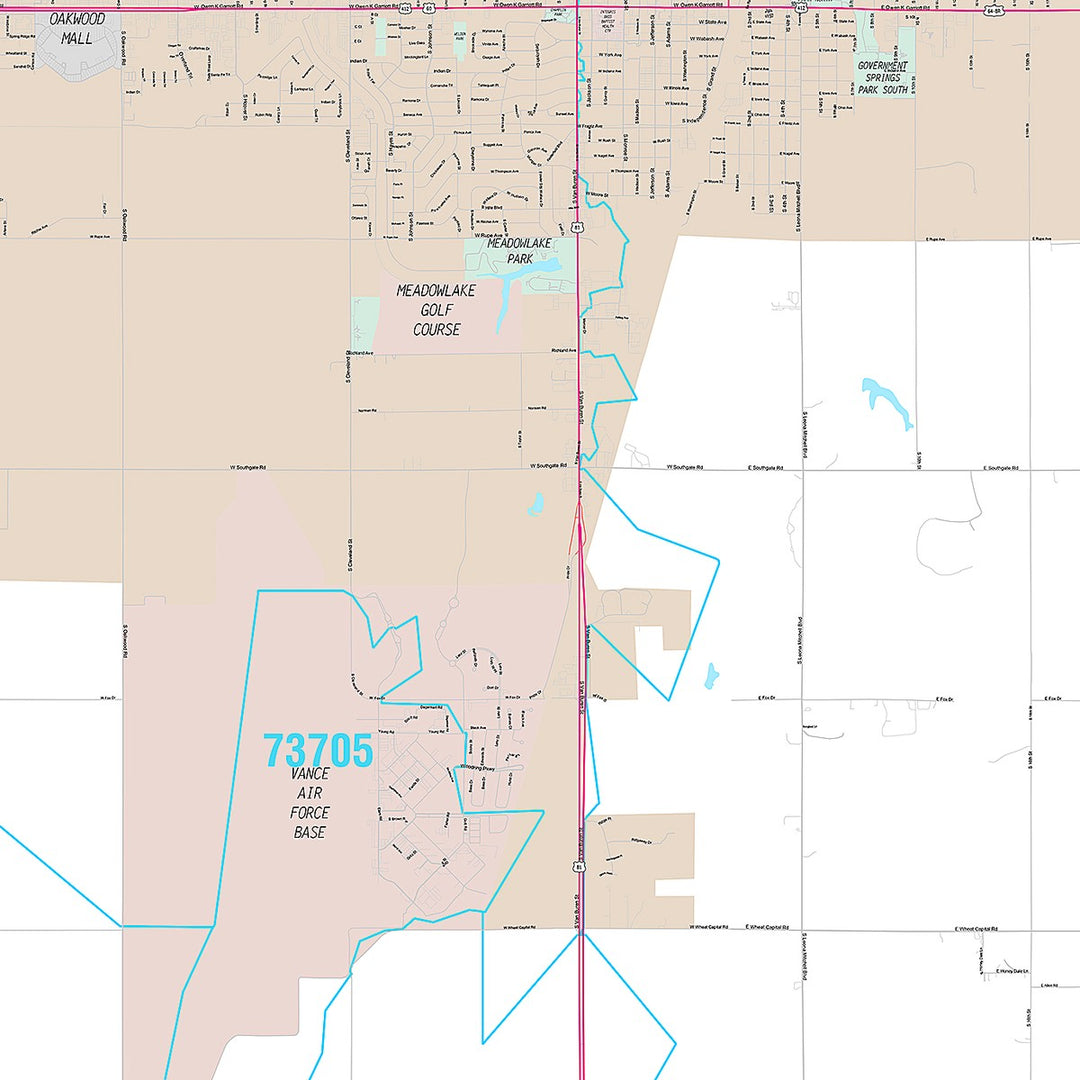 Premium Style Wall Map of Enid, OK