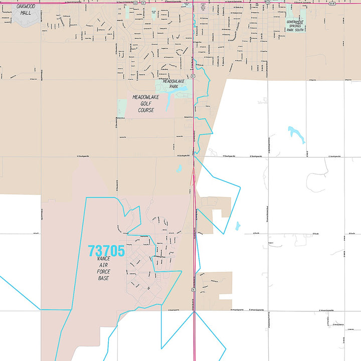 Premium Style Wall Map of Enid, OK