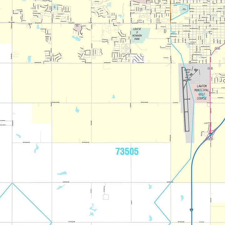 Premium Style Wall Map of Lawton, OK