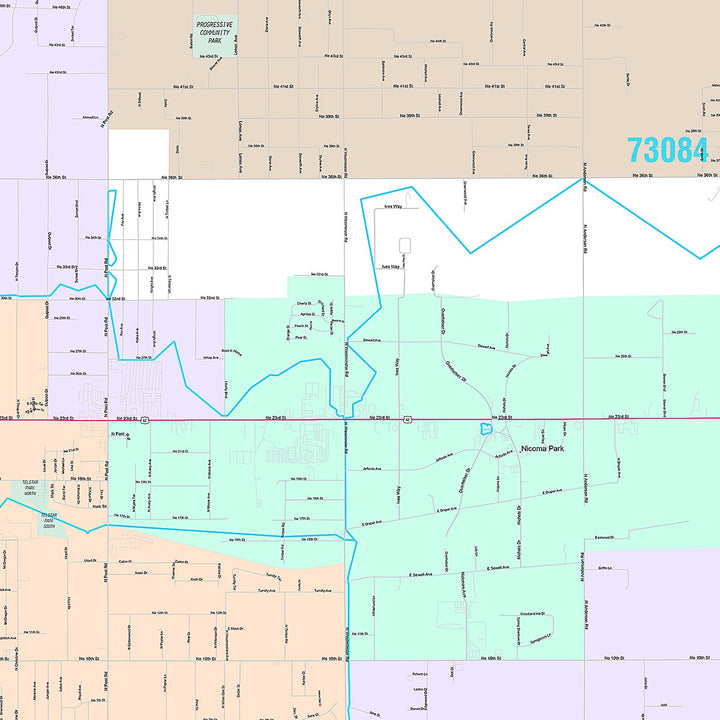 Premium Style Wall Map of Midwest City, OK