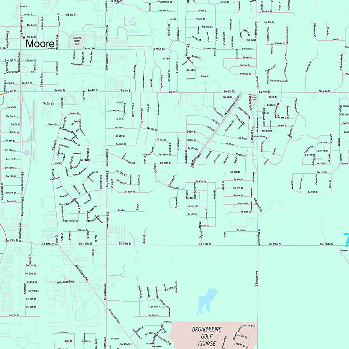 Premium Style Wall Map of Moore, OK