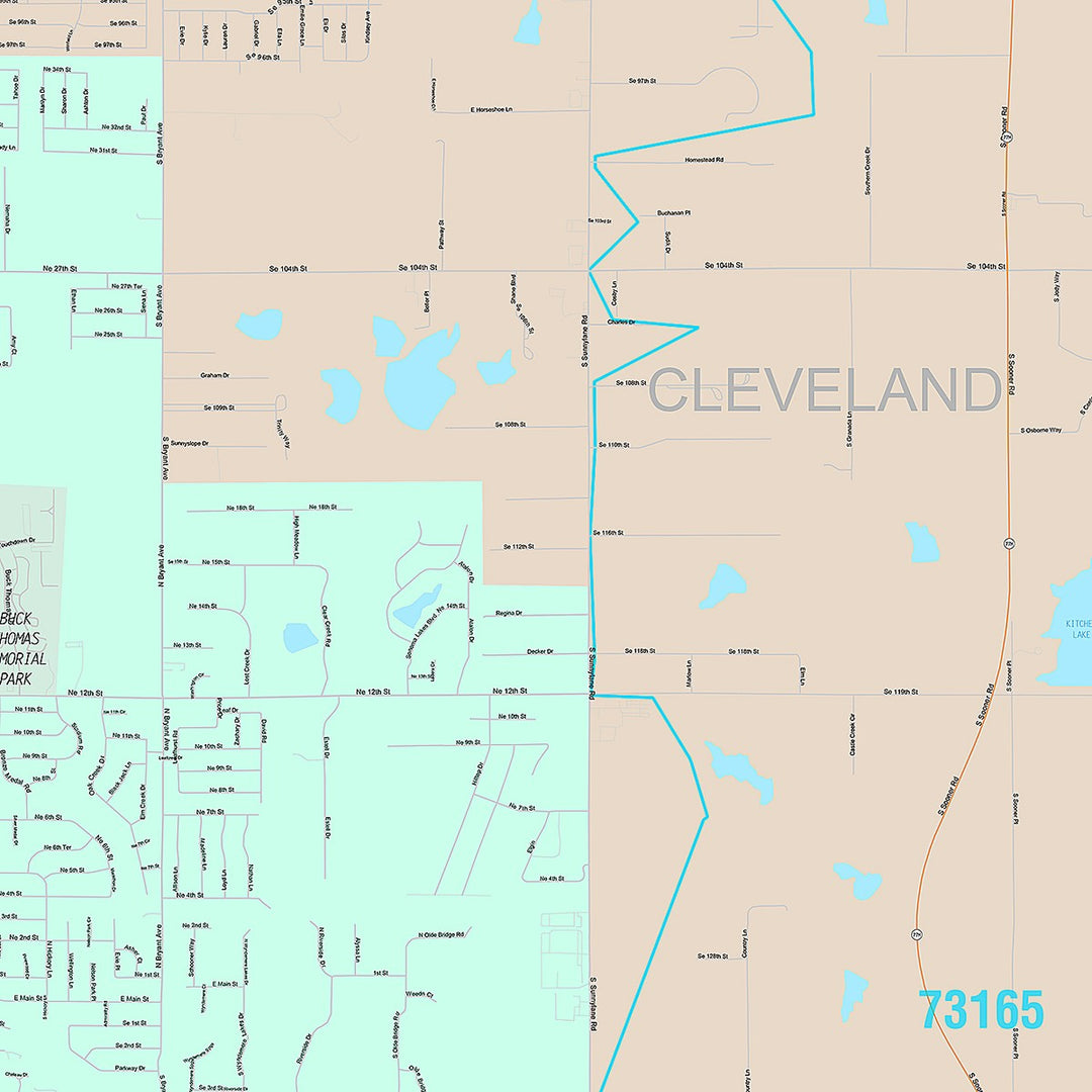 Premium Style Wall Map of Moore, OK