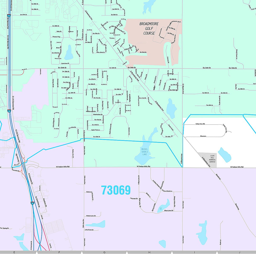 Premium Style Wall Map of Moore, OK