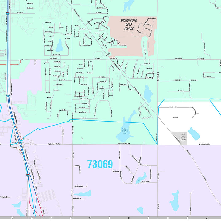 Premium Style Wall Map of Moore, OK