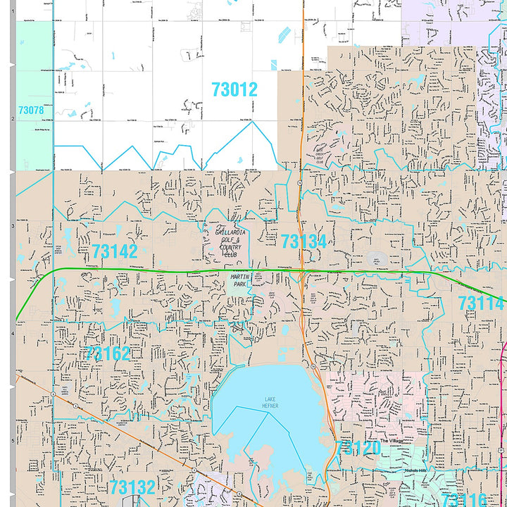 Premium Style Wall Map of Oklahoma City OK