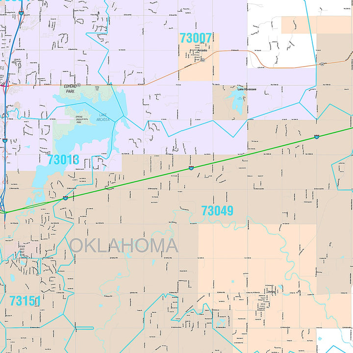 Premium Style Wall Map of Oklahoma City OK
