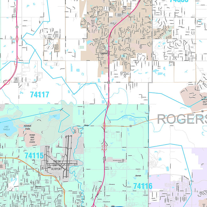 Premium Style Wall Map of Tulsa OK