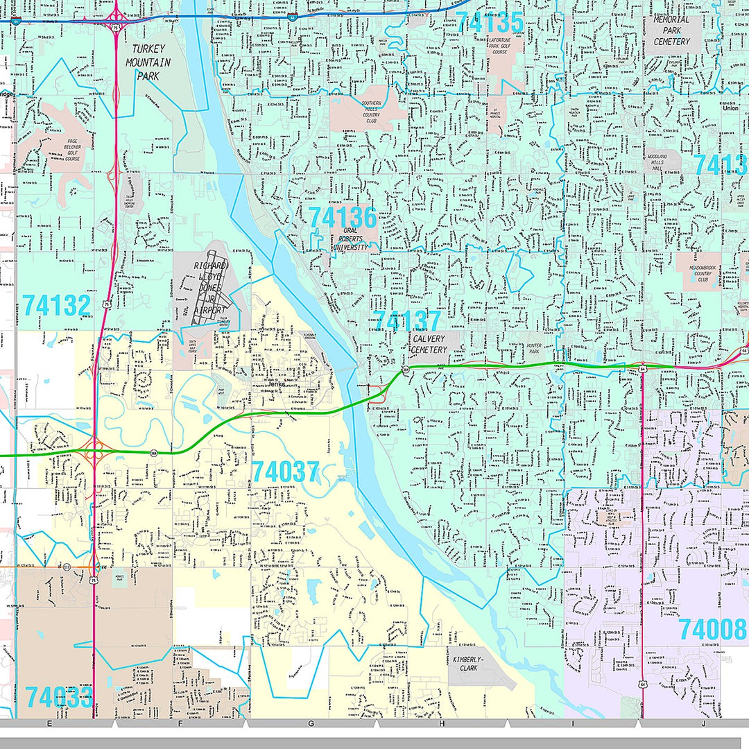 Premium Style Wall Map of Tulsa OK