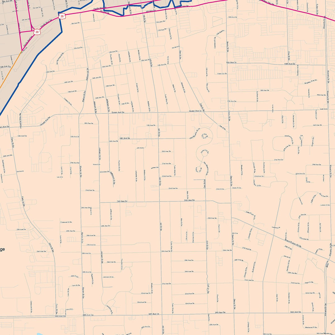 Color Cast Zip Code Style Wall Map of Albany, OR