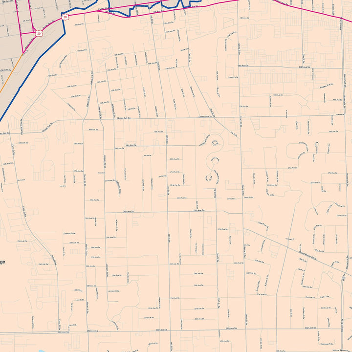 Color Cast Zip Code Style Wall Map of Albany, OR