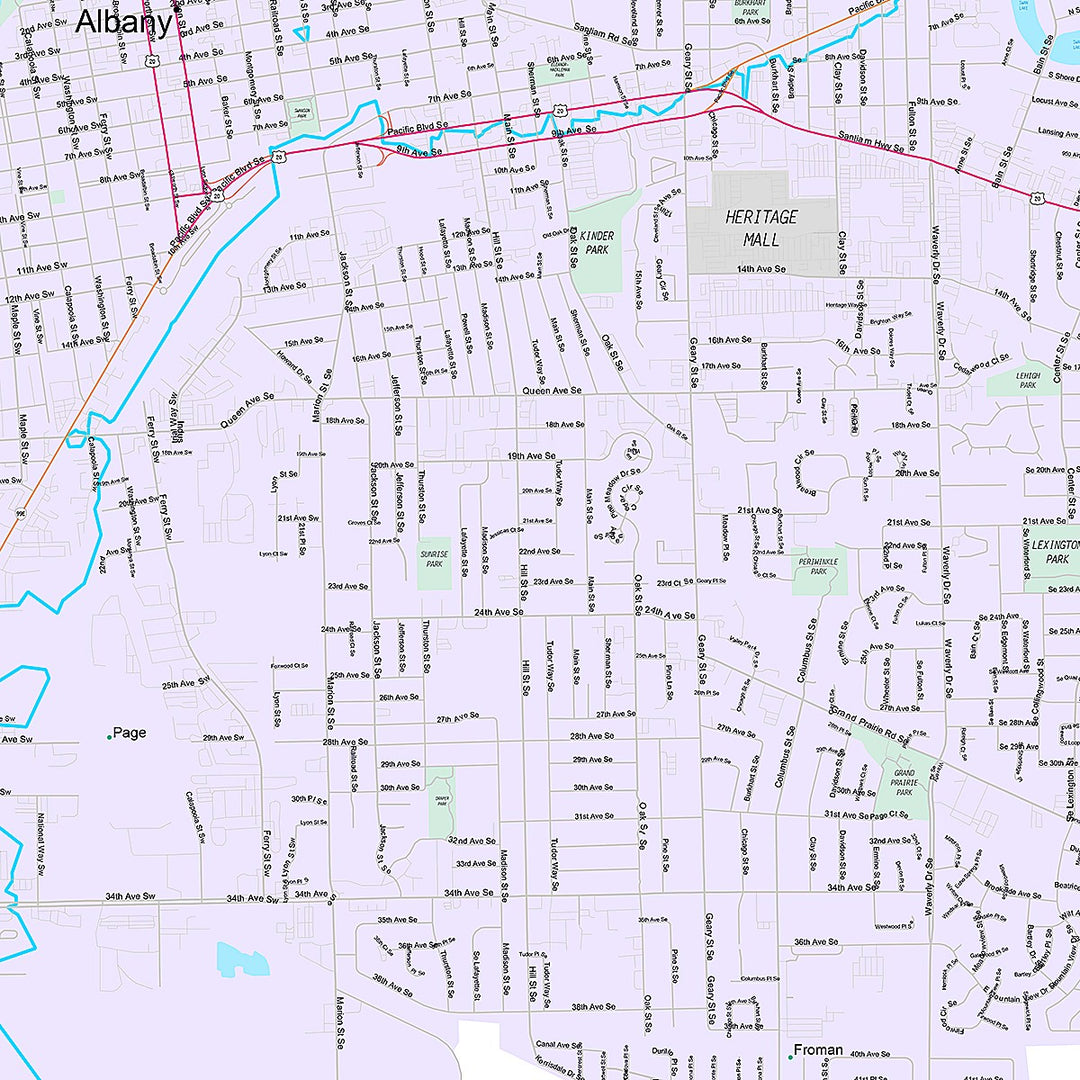 Premium Style Wall Map of Albany, OR