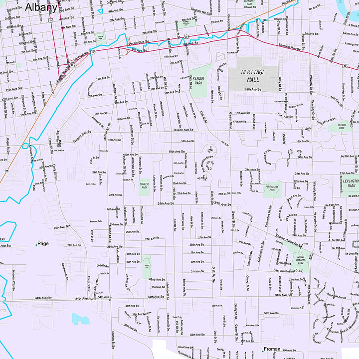 Premium Style Wall Map of Albany, OR